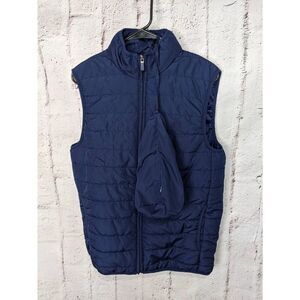 Chaps Navy Packable Quilted Puffer Vest Pockets & Travel‎ Bag Men Sz S Small